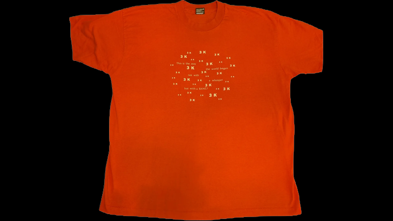 Orange Bell Labs t-shirt: 'not with a whimper but with a BANG!'